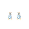 Greenwich Solitaire Aquamarine & Diamond Earrings in 14k Gold (March)