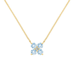 Greenwich 4 Aquamarine & Diamond Necklace in 14k Gold (March)