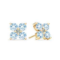 Greenwich 4 Aquamarine & Diamond Earrings in 14k Gold (March)