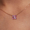 Greenwich 4 Pink Tourmaline & Diamond Necklace and Earrings Set in 14k Gold (October)