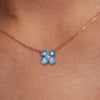 Greenwich 4 Nantucket Blue Topaz & Diamond Necklace in 14k Gold (December)