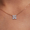 Greenwich 4 White Topaz & Diamond Necklace in 14k Gold (April)