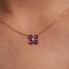 Greenwich 4 Ruby & Diamond Necklace and Earrings Set in 14k Gold (July)