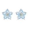 Greenwich Flower Aquamarine & Diamond Earrings in 14k Gold (March)