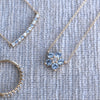 Greenwich Flower Aquamarine & Diamond Necklace and Earrings Set in 14k Gold (March)