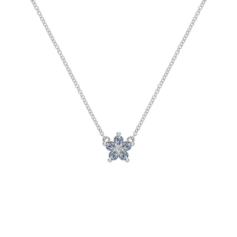 Greenwich Mini Flower Alexandrite & Diamond Necklace in 14k Gold (June) - White Gold