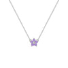 Greenwich Mini Flower Amethyst & Diamond Necklace in 14k Gold (February)