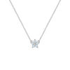 Greenwich Mini Flower Aquamarine & Diamond Necklace in 14k Gold (March)