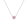 Greenwich Mini Flower Pink Sapphire & Diamond Necklace in 14k Gold (October)