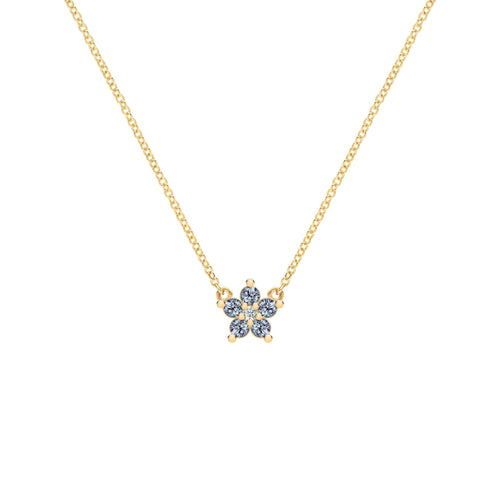 Greenwich Mini Flower Alexandrite & Diamond Necklace in 14k Gold (June)
