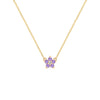 Greenwich Mini Flower Amethyst & Diamond Necklace in 14k Gold (February)