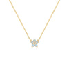 Greenwich Mini Flower Nantucket Blue Topaz & Diamond Necklace in 14k Gold (December)