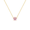 Greenwich Mini Flower Pink Sapphire & Diamond Necklace in 14k Gold (October)