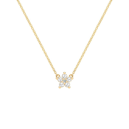 Greenwich Mini Flower Birthstone & Diamond Necklace in 14k Gold