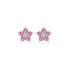 Greenwich Mini Flower Pink Sapphire & Diamond Earrings in 14k Gold (October)