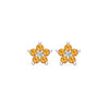 Greenwich Mini Flower Citrine & Diamond Earrings in 14k Gold (November)