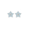 Greenwich Mini Flower Nantucket Blue Topaz & Diamond Earrings in 14k Gold (December)