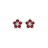 Greenwich Mini Flower Garnet & Diamond Earrings in 14k Gold (January)