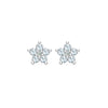 Greenwich Mini Flower Aquamarine & Diamond Earrings in 14k Gold (March)