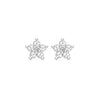 Greenwich Mini Flower White Topaz & Diamond Earrings in 14k Gold (April)