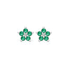 Greenwich Mini Flower Emerald & Diamond Earrings in 14k Gold (May)