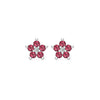 Greenwich Mini Flower Ruby & Diamond Earrings in 14k Gold (July)