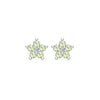 Greenwich Mini Flower Peridot & Diamond Earrings in 14k Gold (August)