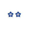 Greenwich Mini Flower Sapphire & Diamond Earrings in 14k Gold (September)