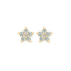 Greenwich Mini Flower Diamond Earrings in 14k Gold (April)