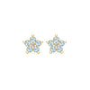 Greenwich Mini Flower Nantucket Blue Topaz & Diamond Earrings in 14k Gold (December)