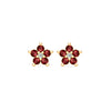 Greenwich Mini Flower Garnet & Diamond Earrings in 14k Gold (January)