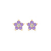 Greenwich Mini Flower Amethyst & Diamond Earrings in 14k Gold (February)