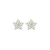 Greenwich Mini Flower Aquamarine & Diamond Earrings in 14k Gold (March)