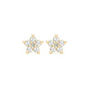 Greenwich Mini Flower Birthstone & Diamond Earrings in 14k Gold