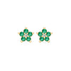 Greenwich Mini Flower Emerald & Diamond Earrings in 14k Gold (May)