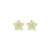 Greenwich Mini Flower Peridot & Diamond Earrings in 14k Gold (August)