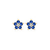 Greenwich Mini Flower Sapphire & Diamond Earrings in 14k Gold (September)