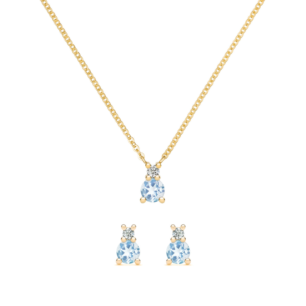 Aquamarine & Diamond Necklace in 9ct White Gold