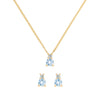 Greenwich Solitaire Aquamarine & Diamond Necklace and Earrings Set in 14k Gold (March)