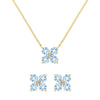 Greenwich 4 Aquamarine & Diamond Necklace and Earrings Set in 14k Gold (March)