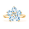 Greenwich Flower Aquamarine & Diamond Ring in 14k Gold (March)