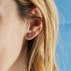 Greenwich Solitaire Nantucket Blue Topaz & Diamond Earrings in 14k Gold (December)