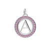 Letter & Pink Sapphire Pendant in 14k Gold (October)