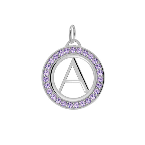 Letter & Amethyst Pendant in 14k Gold (February) - White Gold