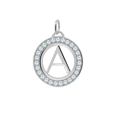 Letter & Aquamarine Pendant in 14k Gold (March) - White Gold