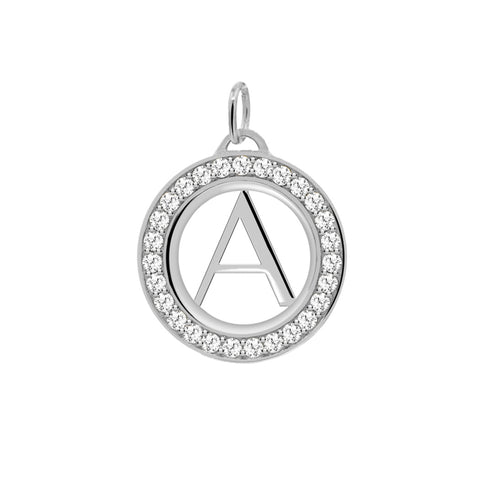 Letter & Birthstone Pendant in 14k Gold - White Gold