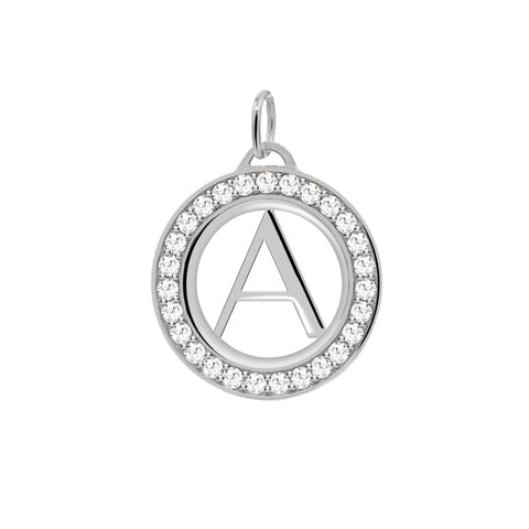 Letter & Diamond Pendant in 14k Gold (April) - White Gold