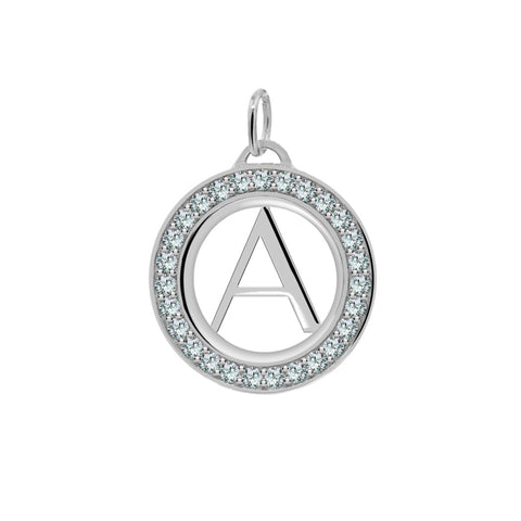 Letter & Alexandrite Pendant in 14k Gold (June) - White Gold