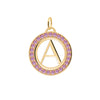 Letter & Pink Sapphire Pendant in 14k Gold (October)