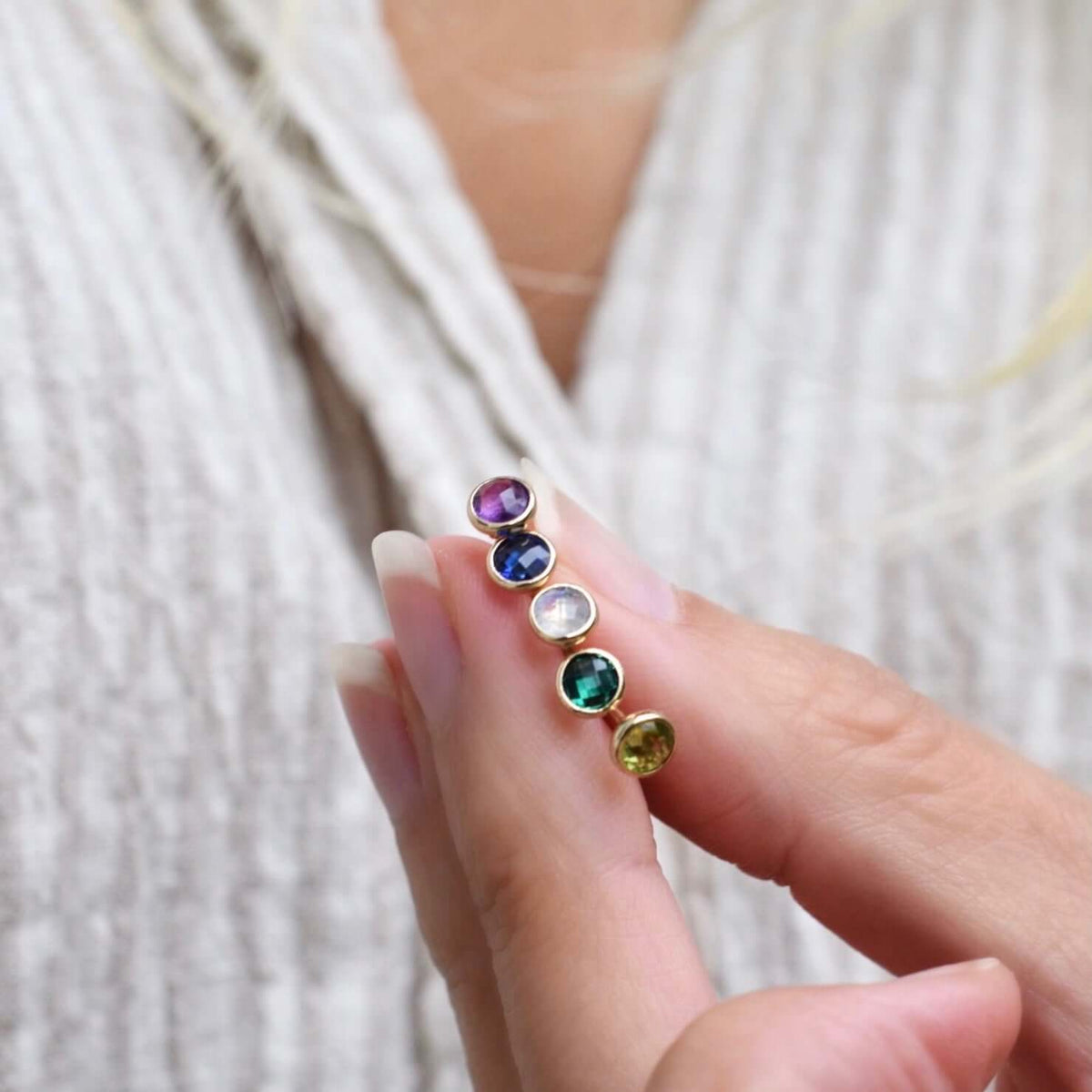 Petite Birthstone Stud Earrings in 14K Gold